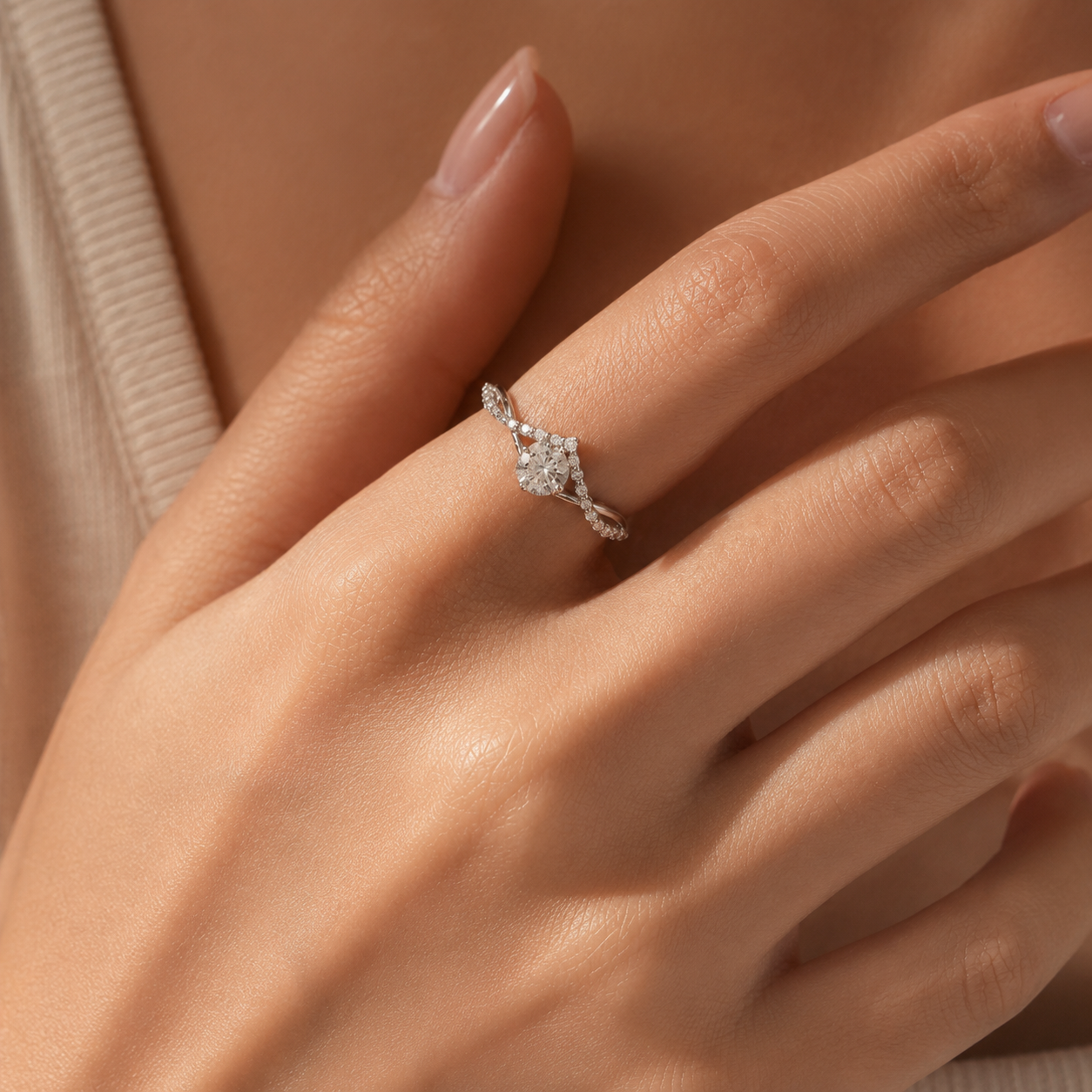 Anillo Aurora de Moissanita 0.50 CT en Plata 925