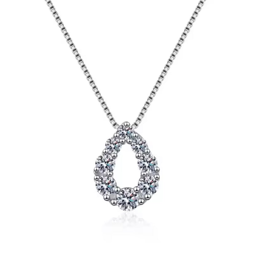 Radiant Teardrop White Gold Pendant Necklace