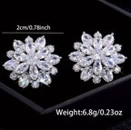 Silver Zirconia Floral Stud Earrings