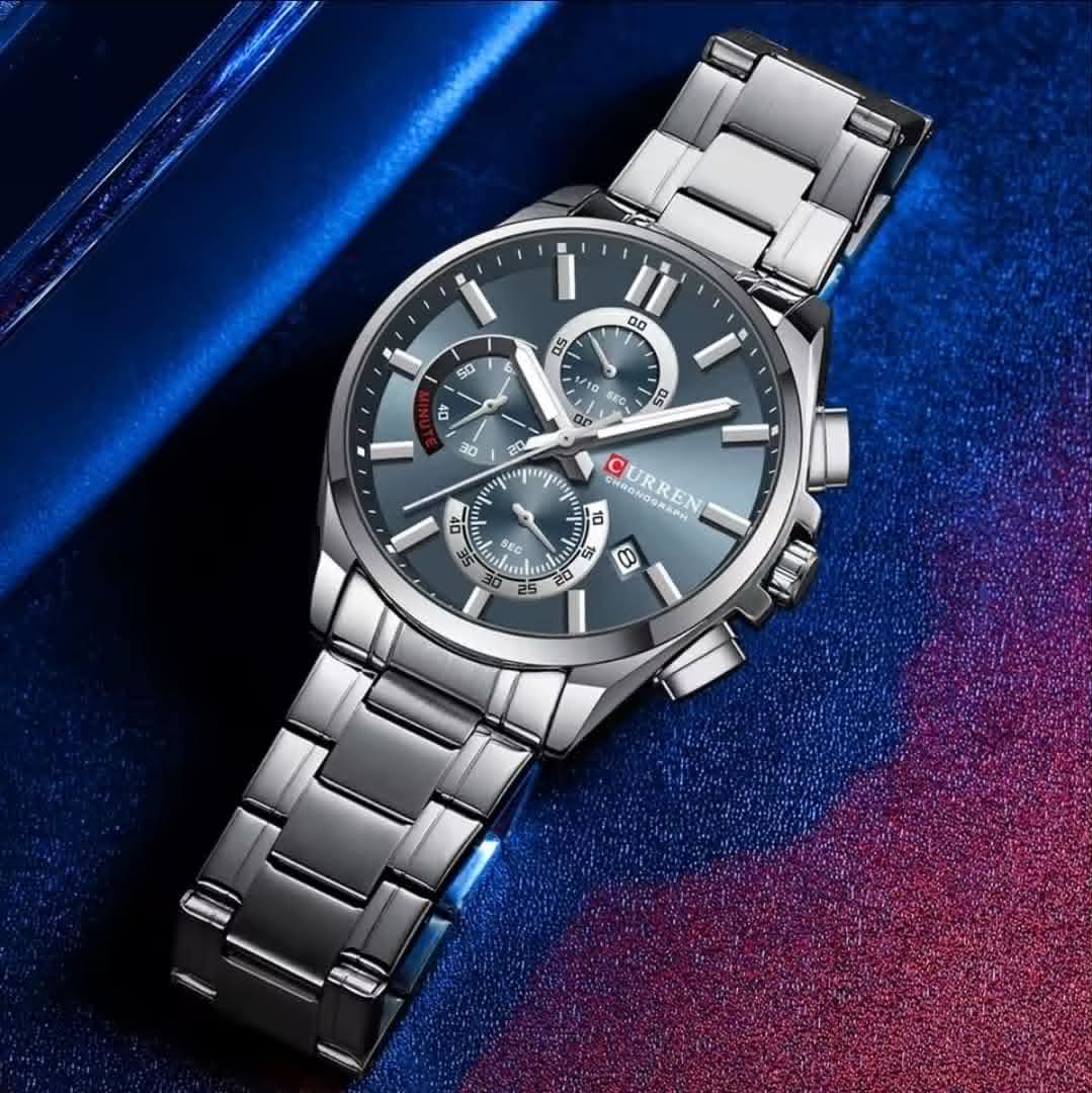 Curren Silver-Tone Chronograph Watch