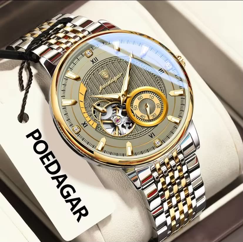 Poedagar Skeleton Two-Tone Watch