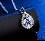 Celestial Teardrop White Gold Pendant Necklace