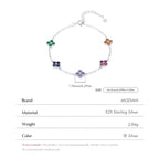925 Sterling Silver Multicolor Clover Bracelet