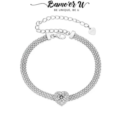 925 Sterling Silver Crystal Heart Bracelet