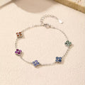 925 Sterling Silver Multicolor Clover Bracelet