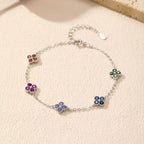 925 Sterling Silver Multicolor Clover Bracelet