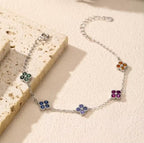 925 Sterling Silver Multicolor Clover Bracelet