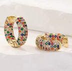 Rainbow Crystal Hoop Earrings