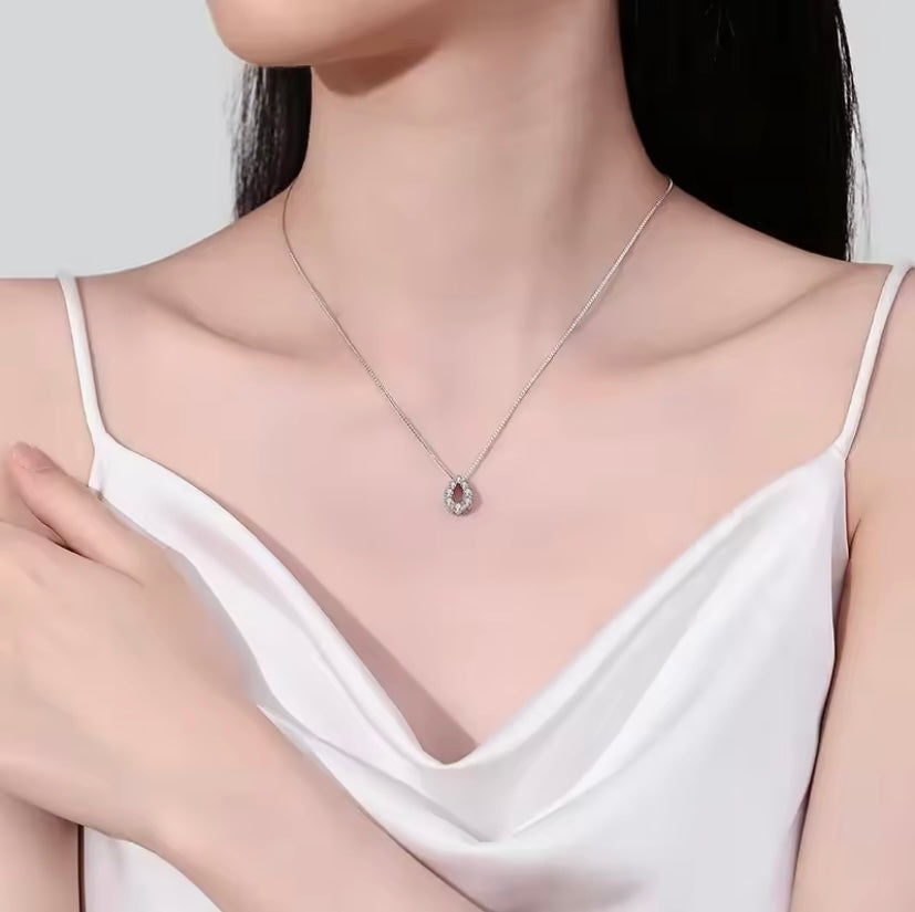 Radiant Teardrop White Gold Pendant Necklace