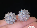 Silver Zirconia Floral Stud Earrings