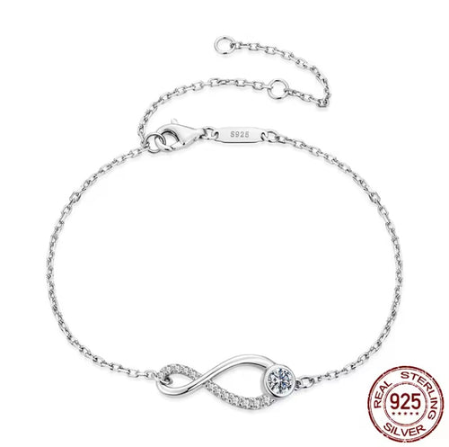 925 Sterling Silver Infinity Crystal Bracelet