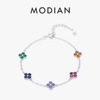 925 Sterling Silver Multicolor Clover Bracelet