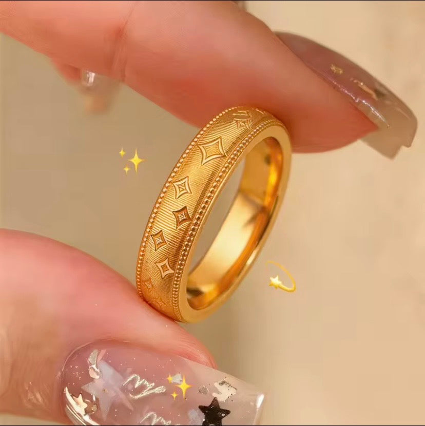 Celestial Star 24K Gold Band Ring