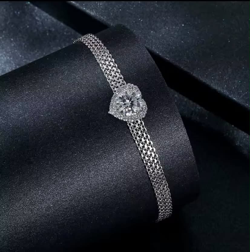 925 Sterling Silver Crystal Heart Bracelet
