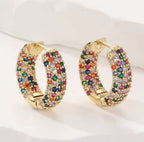 Rainbow Crystal Hoop Earrings
