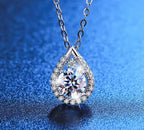 Celestial Teardrop White Gold Pendant Necklace