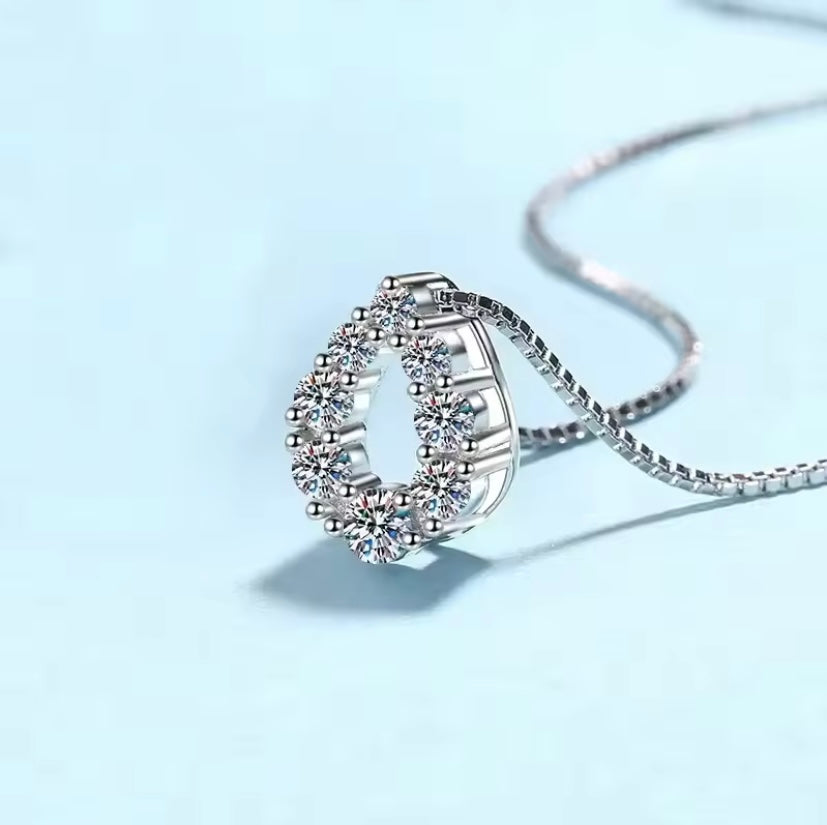 Radiant Teardrop White Gold Pendant Necklace
