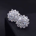 Silver Zirconia Floral Stud Earrings
