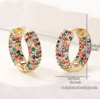 Rainbow Crystal Hoop Earrings