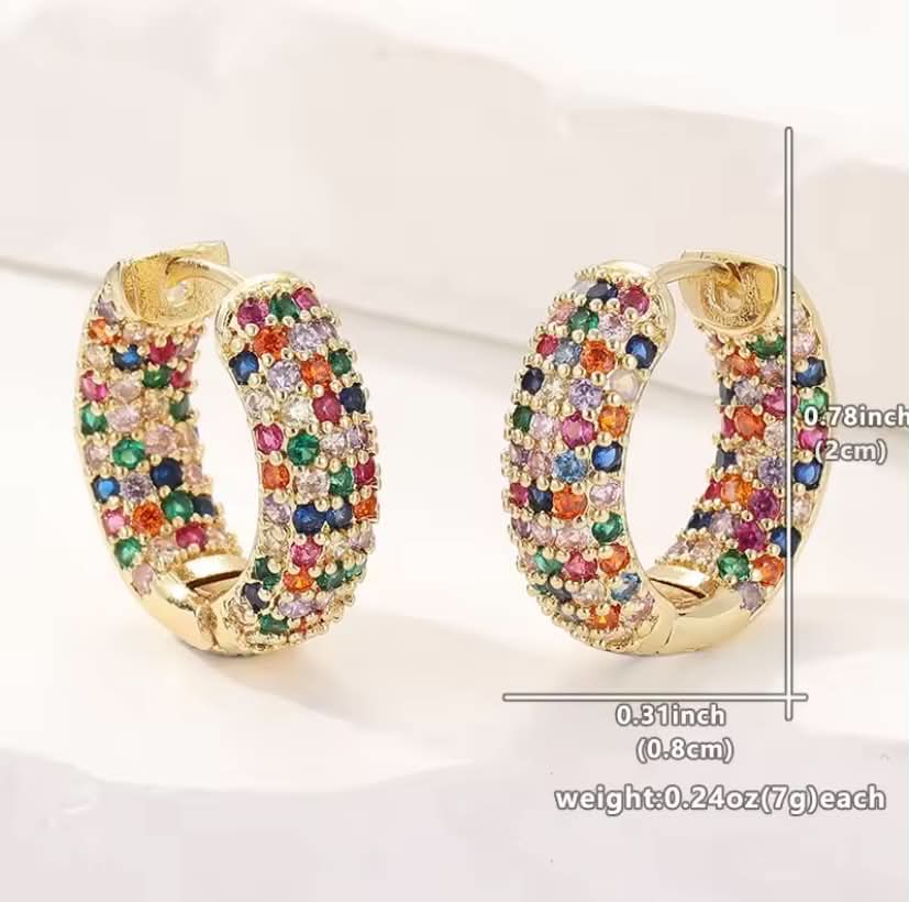 Rainbow Crystal Hoop Earrings